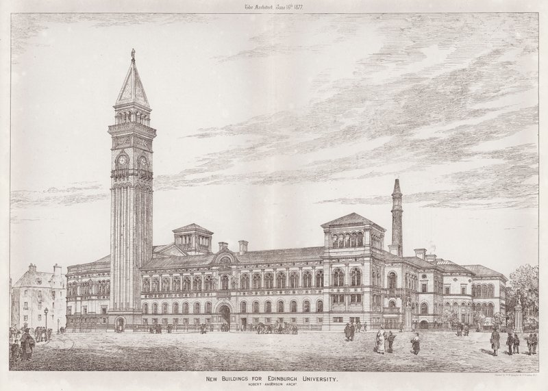 Edinburgh Üniversitesi için Yeni Binalar (gravür) by English School