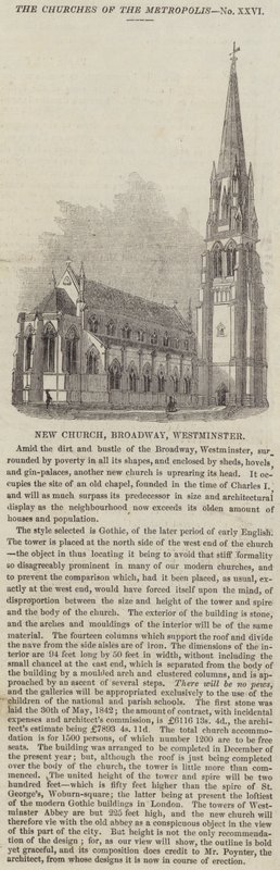 Yeni Kilise, Broadway, Westminster (gravür) by English School