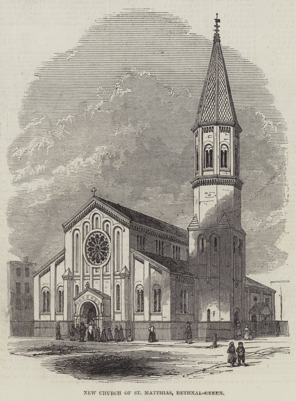 Yeni Aziz Matthias Kilisesi, Bethnal-Green (gravür) by English School
