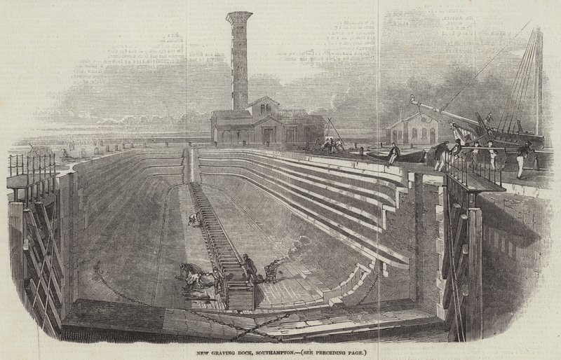 New Graving Dock, Southampton (gravür) by English School