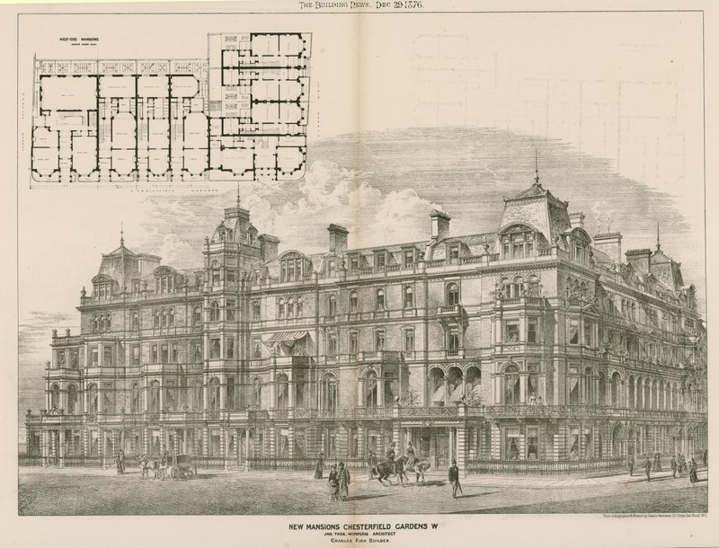 New Mansions, Chesterfield Gardens, London W, John Thomas Wimperis, mimar by English School