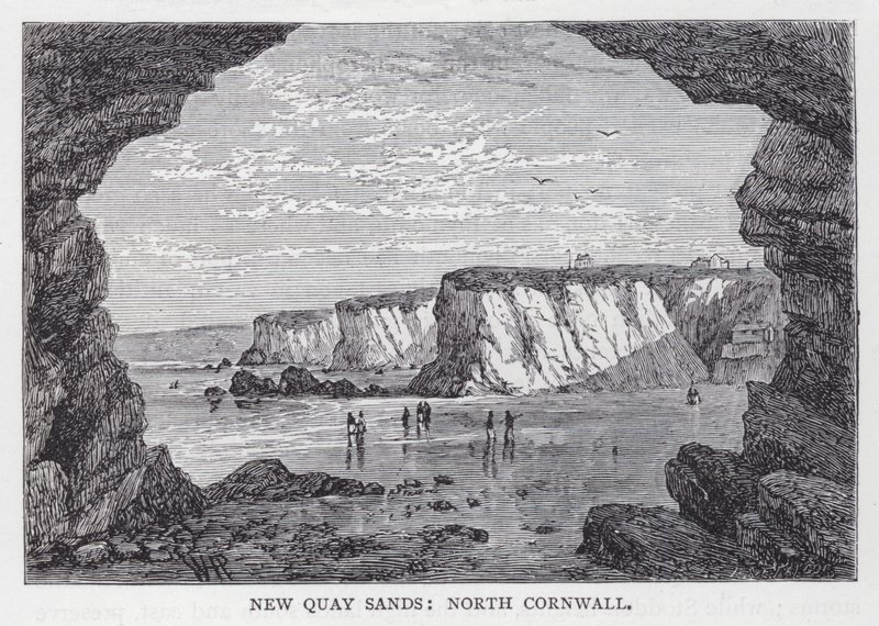 New Quay Sands, Kuzey Cornwall (gravür) by English School