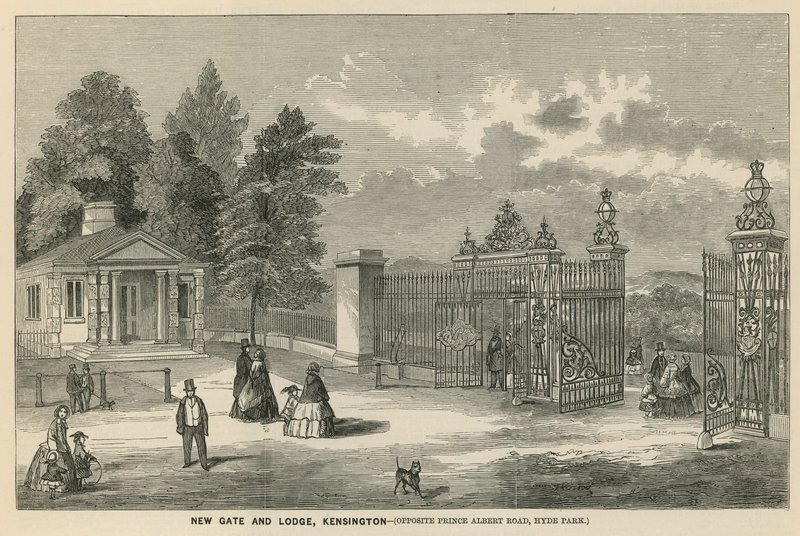 Yeni kapı ve kulübe, Kensington, Prince Albert Road, Hyde Park