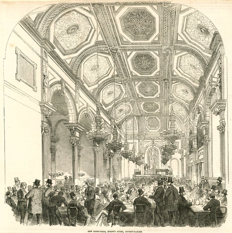 Yeni müzik salonu, Evans Hotel, Covent Garden, Londra by English School