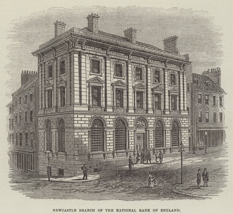 İngiltere Ulusal Bankası Newcastle Şubesi (gravür) by English School