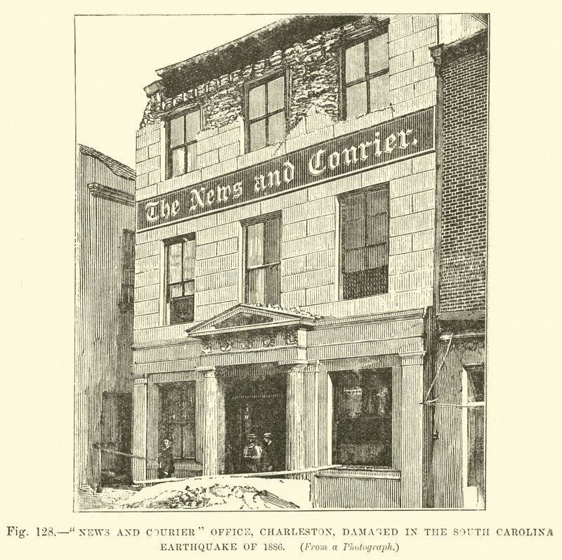 Haber ve Kurye Ofisi, Charleston, 1886 Güney Carolina Depreminde hasar gördü by English School