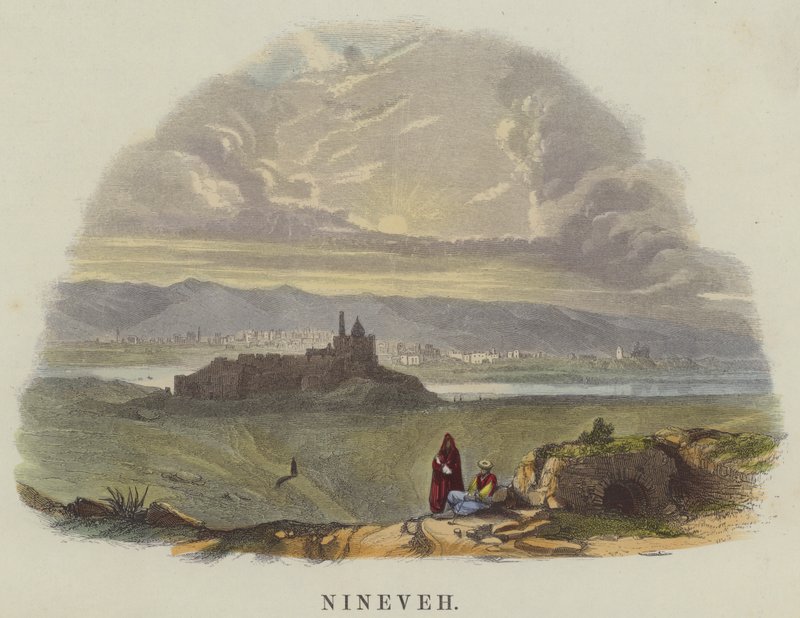 Ninova (renkli gravür) by English School
