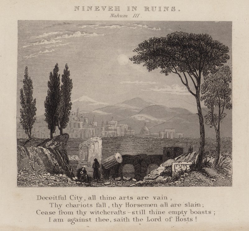 Ninova harabe, Nahum III (gravür) by English School