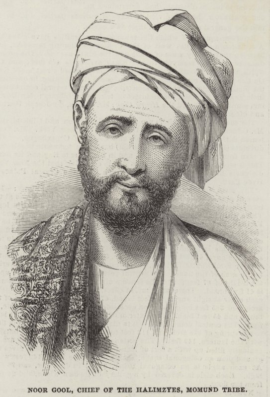 Noor Gool, Halimzyeler Şefi, Momund Kabilesi (gravür) by English School