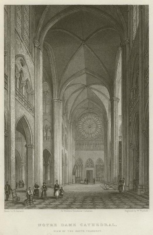 Notre Dame Katedrali, Güney Transept Görünümü (gravür) by English School