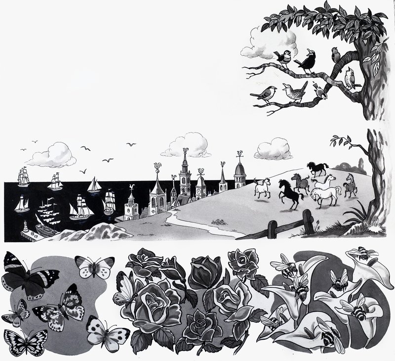 Nursery rhyme illustration by English School