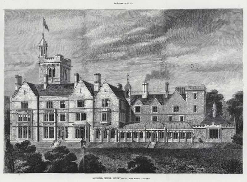 Nutfield Manastırı, Surrey (gravür) by English School