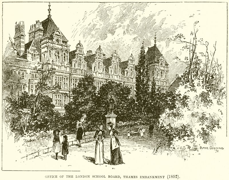 London School Board Ofisi, Thames Embankment (1892) by English School