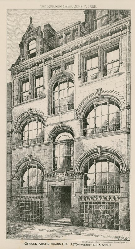 Ofisler, Austin Friars, Londra EC, Aston Webb, mimar by English School