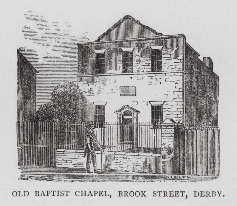 Eski Baptist Şapeli, Brook Street, Derby (gravür) by English School