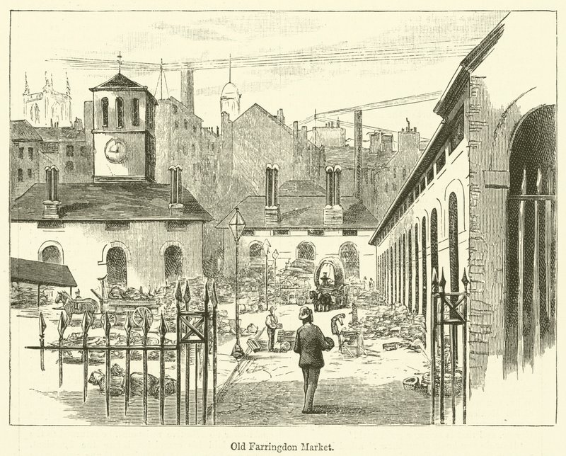 Eski Farringdon Pazarı (gravür) by English School