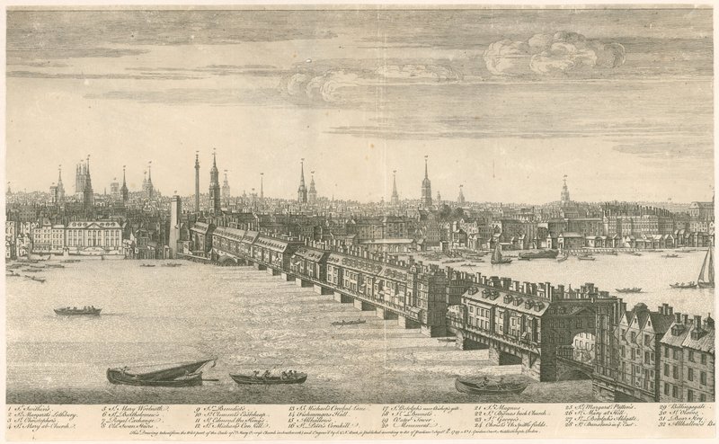 Eski Londra Köprüsü - Bucks Görünümü 1749 by English School