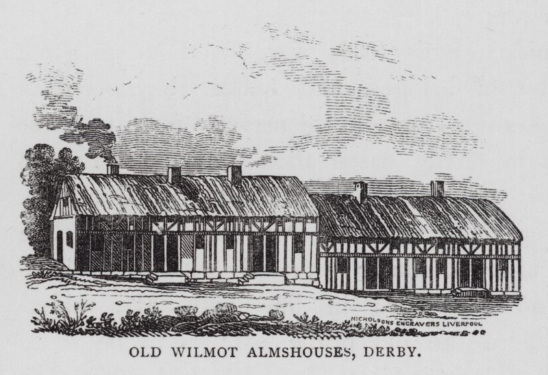 Eski Wilmot Almshouses, Derby (gravür) by English School