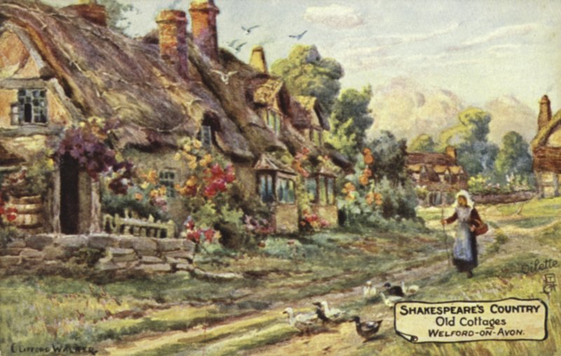 Eski evler, Welford-on-Avon, Warwickshire by English School