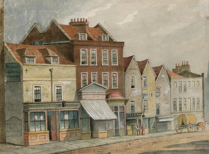 Upper Street, Islington'daki eski evler, Church'ün karşısında (kağıt üzerinde wc) by English School