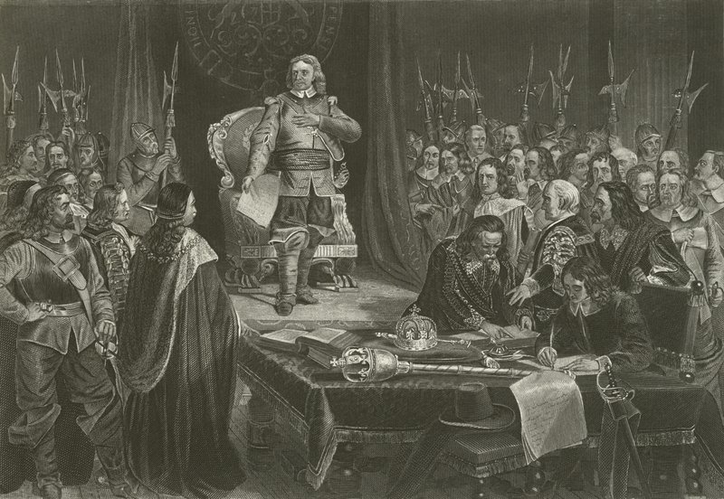 Oliver Cromwell, İngiltere Kraliyetini reddediyor, 1657 by English School