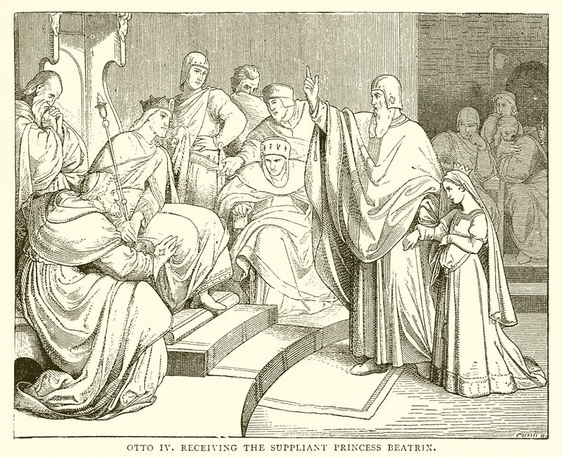 Otto IV, Suppliant Prencess Beatrix'i alıyor by English School