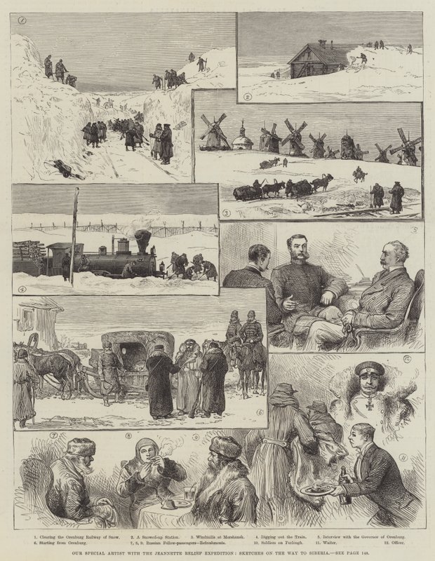 Jeannette Rölyef Seferi ile Özel Sanatçımız, Sibirya Yolunda Eskizler (gravür) by English School