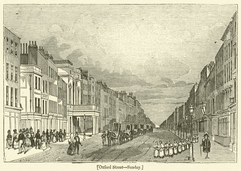 Oxford Street, Pazar (gravür) by English School