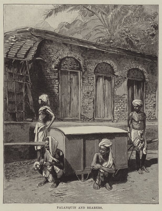 Palanquin ve taşıyıcılar (gravür) by English School