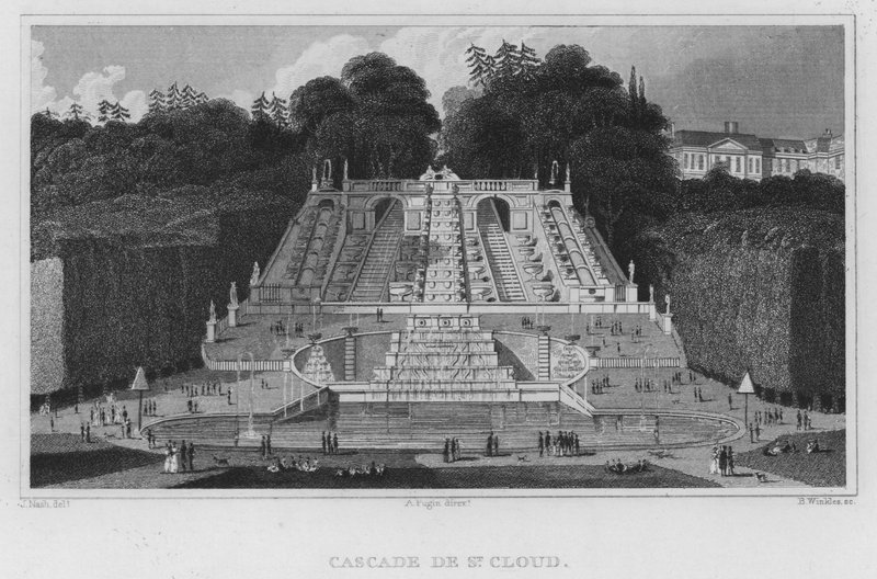 Paris, Cascade De St Cloud (gravür) by English School