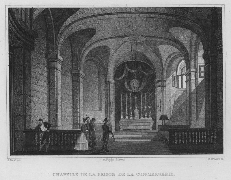 Paris, Conciergerie Hapishanesi Şapeli (gravür) by English School