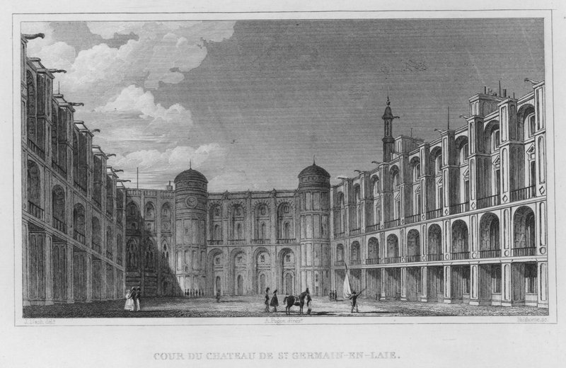 Paris, St Germain-En-Laye Şatosunun Avlusu (gravür) by English School