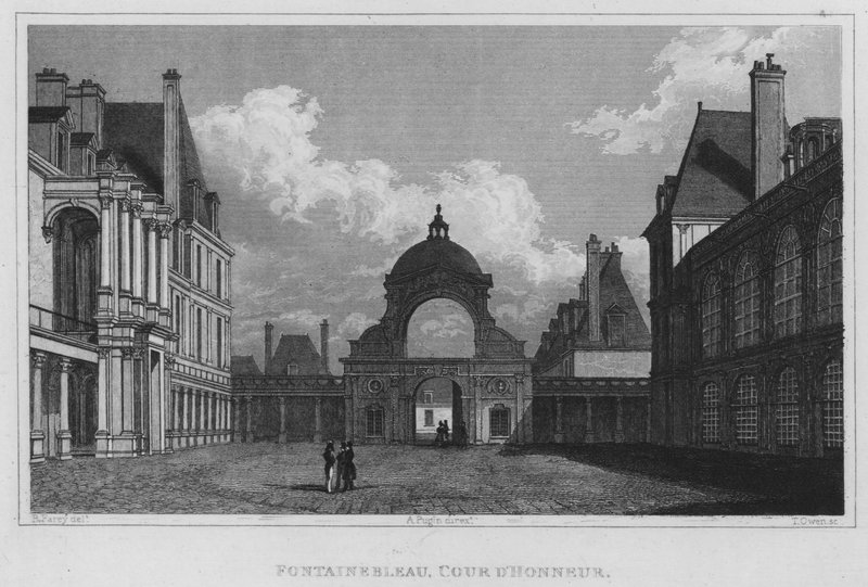 Paris, Fontainebleau, Onur Mahkemesi (gravür) by English School