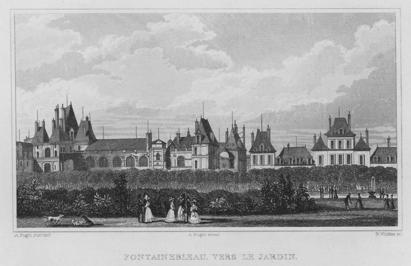 Paris, Fontainebleau, Bahçeye Doğru (gravür) by English School