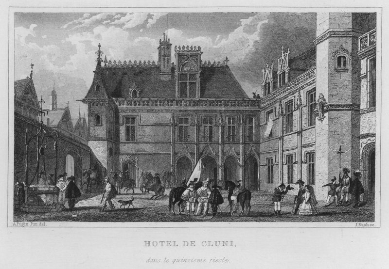 Paris, Hotel De Cluny, on beşinci yüzyılda (gravür) by English School