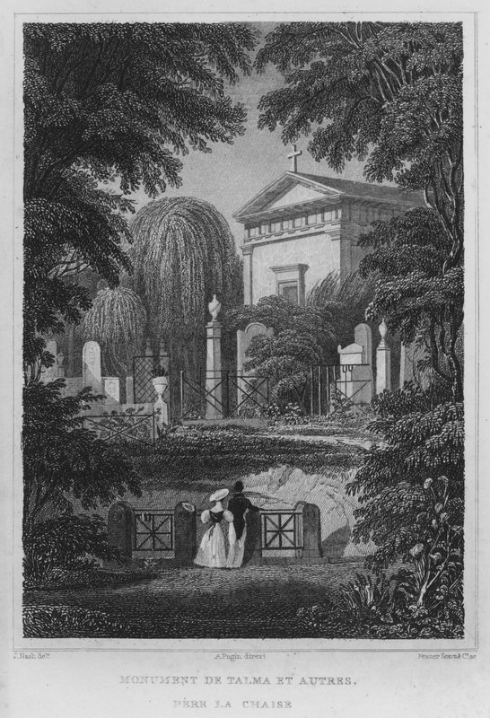 Paris, Talma Anıtı ve Diğerleri, Pere La Chaise (gravür) by English School