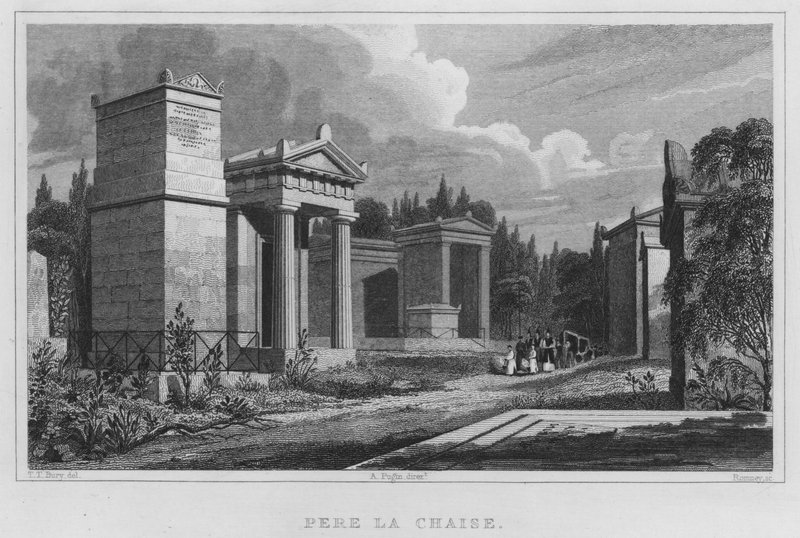 Paris, Pere La Chaise (gravür) by English School