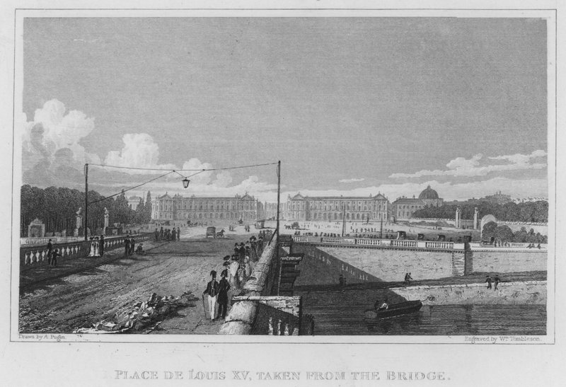 Paris, Place De Louis XV, köprüden alınmış (gravür) by English School