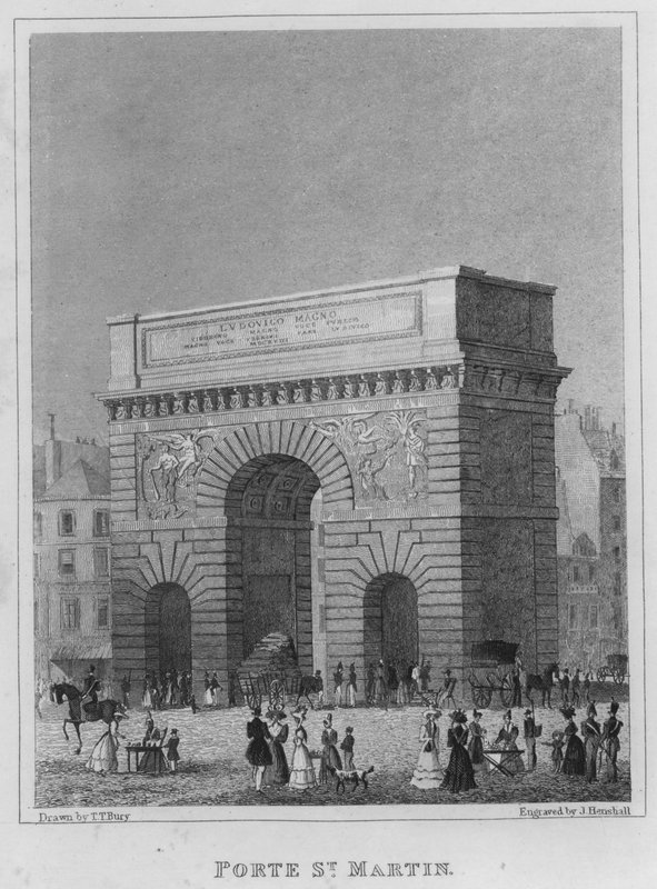 Paris, Porte St Martin (gravür) by English School