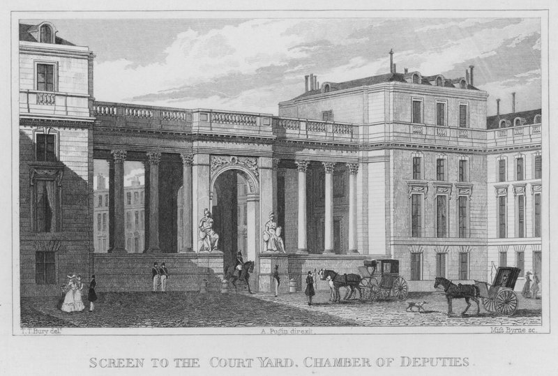 Paris, Avluya Ekran, Temsilciler Meclisi (gravür) by English School