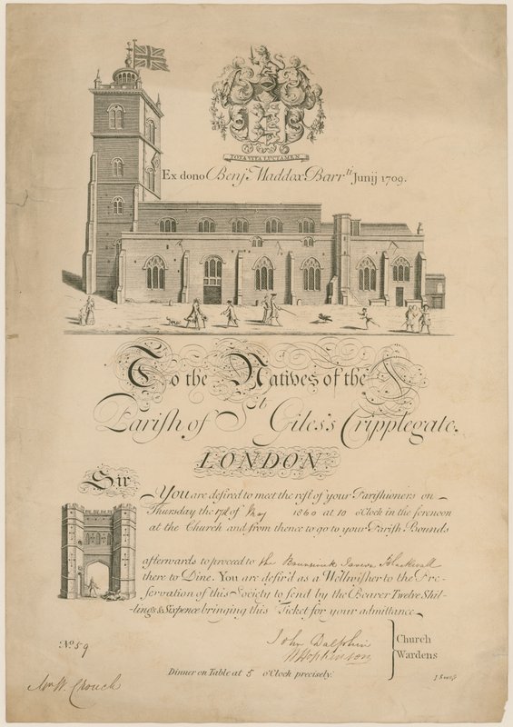 St Giles Cripplegate Parish, sınırları aşmak, davet, 1860 by English School
