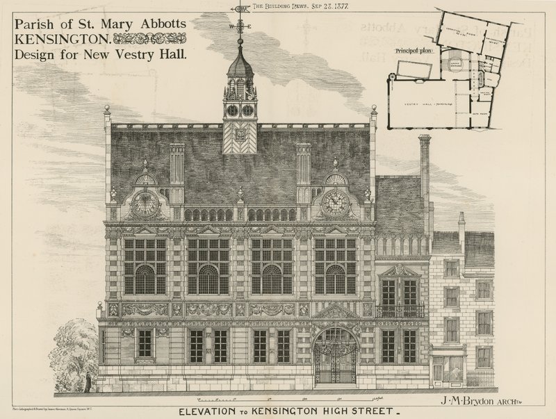 New Vestry Hall için St Mary Abbots, Kensington, tasarım Parish by English School