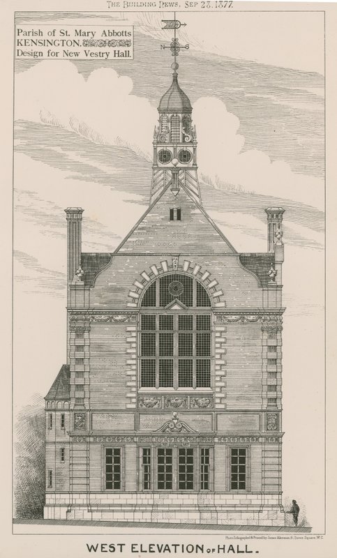 St Mary Abbots Parish, Kensington, yeni Vestry Hall için tasarım by English School