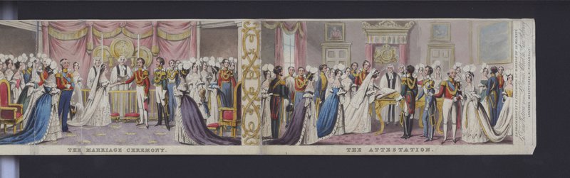 Kraliçe Victoria'nın evliliğinin panoramasının bir parçası, 1840 dolayları (el boyaması aquatint) by English School
