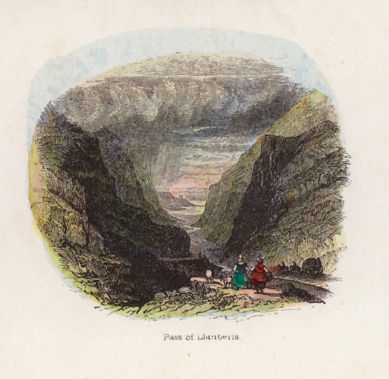 Llanberis Geçidi (renkli gravür) by English School