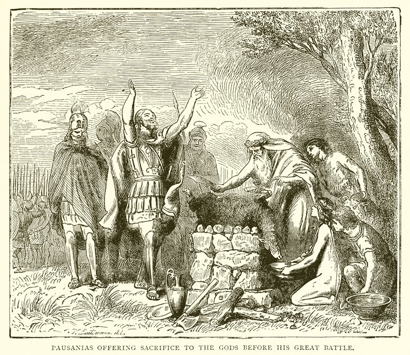 Pausanias, Büyük Savaşından önce Tanrılara kurban sunarken by English School