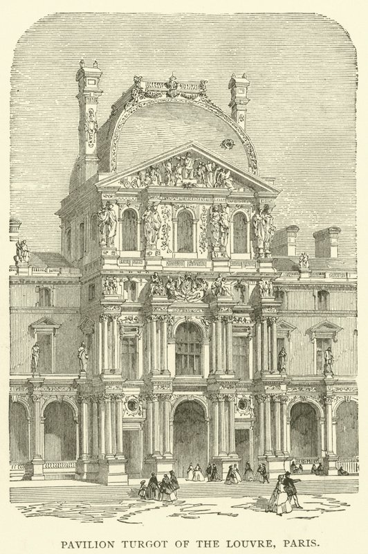 Louvre Pavyonu Turgot, Paris (gravür) by English School
