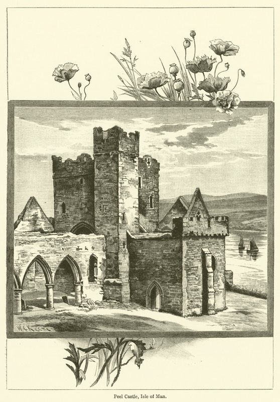 Peel Kalesi, Man Adası (gravür) by English School