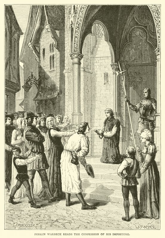 Perkin Warbeck, sahtekarlığının itirafını okuyor by English School