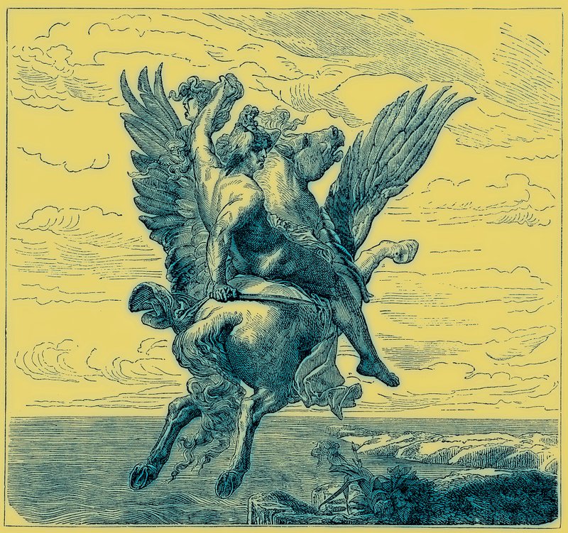 Kanatlı At Üzerinde Perseus Pegasus, Medusa